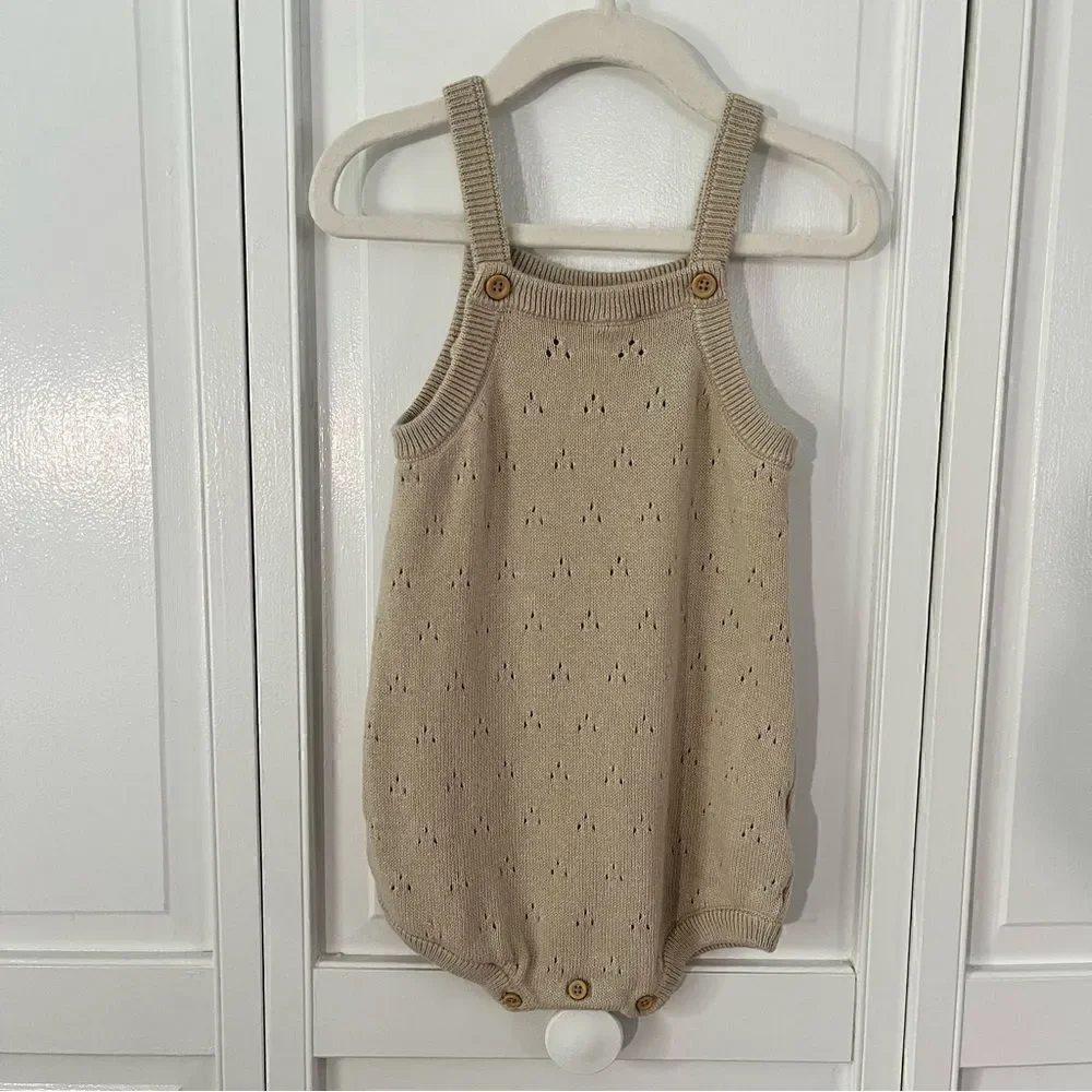 Carter's Organic Little Planet Baby Pointelle Cream Color Bubble Romper Size 18m